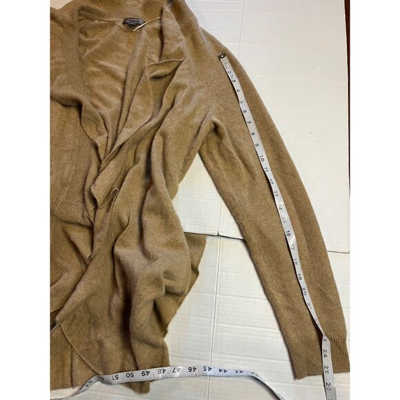 Charter Club Womens 100% cashmere Ruffle Cardigan Sweater L Tan open front soft - Picture 11 of 11